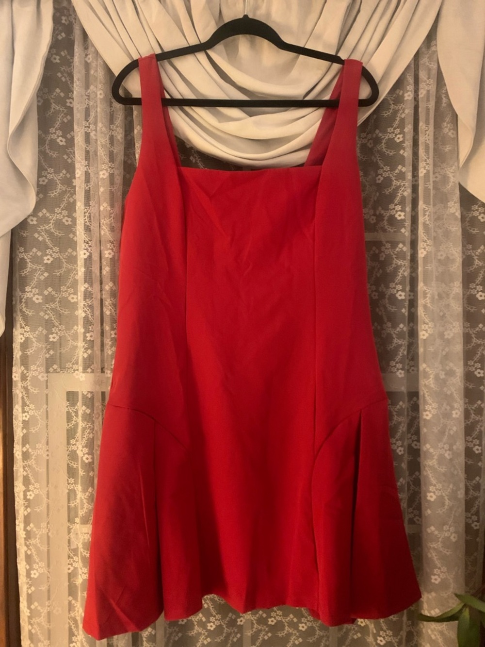 Express Bright Red Square Neck Mini Dress